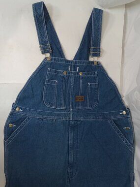 Big Smith Denim Bib Carpenter Overalls Relaxed Fit Workwear Size 44 x 32 Utility